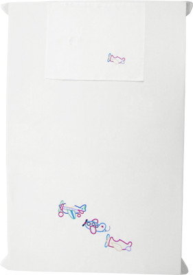 

Baby Rap 200 TC Cotton Crib Embroidered Bedsheet(Pack of 1, White)