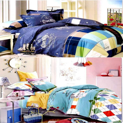 

Zesture 144 TC Polycotton Double Printed Bedsheet(Pack of 2, Multicolor)
