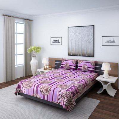 

eCraftIndia 140 TC Cotton Double Floral Bedsheet(1 Double Bedsheet + 2 Pillow Covers, Multicolor)