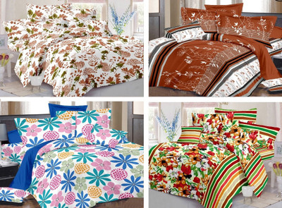 

India Furnish 110 TC Cotton Double Floral Bedsheet(Pack of 4, Multicolor)