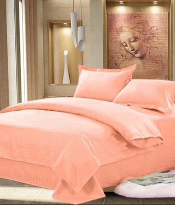 

Amita Home Furnishing 300 TC Satin Double Striped Bedsheet(Pack of 1, Orange)
