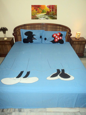 

Design Willa Cotton Double Cartoon Bedsheet(Pack of 1, Blue)