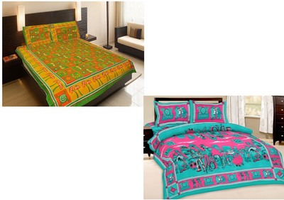 

Shopping Rajasthan Cotton Double Printed Bedsheet(Pack of 2, Multicolor)