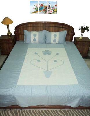 

Amita Home Furnishing 300 TC Cotton Double Floral Bedsheet(Pack of 1, Blue)