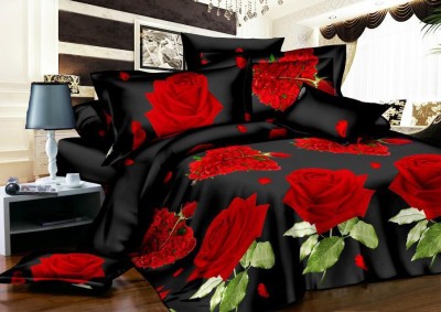 

Dexim Polycotton Double Floral Bedsheet(Pack of 1, Black, Red)