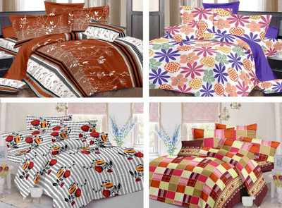 

India Furnish 110 TC Cotton Double Floral Bedsheet(Pack of 4, Multicolor)