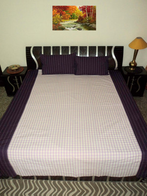 

Amita Home Furnishing Cotton Double Striped Bedsheet(Pack of 1, Multicolor)