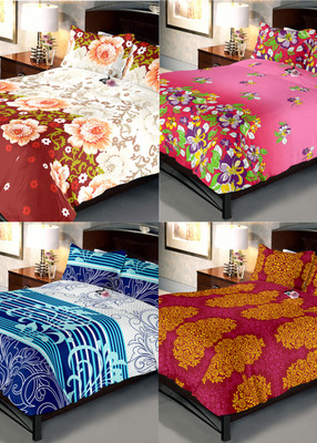 

Indien Casa 108 TC Cotton Double Floral Bedsheet(Pack of 4, Multicolor)