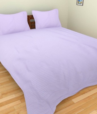 Amita Home Furnishing 300 TC Satin Queen Striped Flat Bedsheet(Pack of 1, Purple)