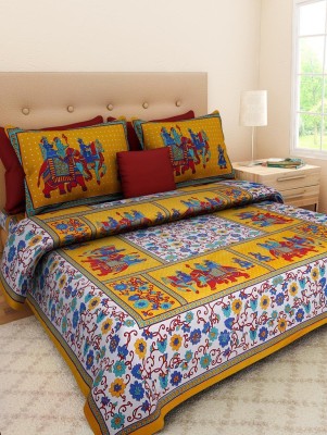 Suraaj Fashion 300 TC Cotton Double Floral Flat Bedsheet(Pack of 1, Multicolor)