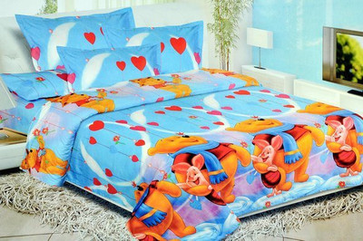 

Griiham 300 TC Cotton Double Cartoon Bedsheet(Pack of 1, Blue)