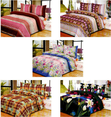 

Aarco Floral Polycotton Bedding Set(Multicolor, 5 Double Bed Bedsheets, 10 Matching Pillow Covers)