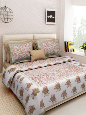 Bombay Spreads 120 TC Cotton Double Printed Flat Bedsheet(Pack of 1, Multicolor)