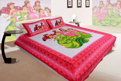 

Global Home Tex Cotton Double King Printed Bedsheet(Pack of 1, Red)