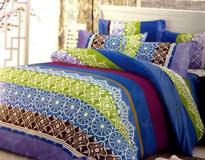 

Zesture 144 TC Polycotton Double Abstract Bedsheet(1 Double Bed Sheet, 2 Pillow Covers, Multicolor)