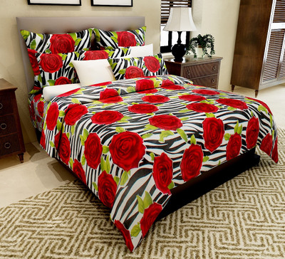 

Home Candy 144 TC Cotton Double Floral Bedsheet(Pack of 1, Red)