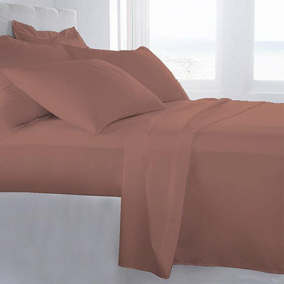 5% OFF on LNT 400 TC Cotton Double Plain Bedsheet(1 Flat Sheet ll 4 Pillow Covers, Peach)