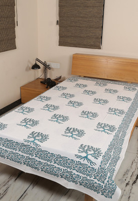 51% OFF on Rajrang 160 TC Cotton Single Abstract Bedsheet(1 Bedsheet, White, Green)
