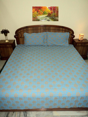 

Design Willa Cotton Double Printed Bedsheet(Pack of 1, Blue)