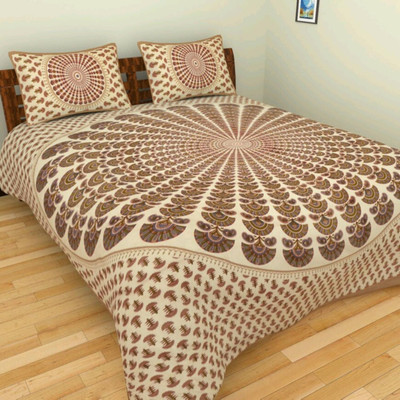

Lookandlike Cotton Double Printed Bedsheet(Pack of 1, Brown)
