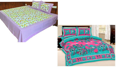 

Shopping Rajasthan Cotton Double Printed Bedsheet(Pack of 2, Multicolor)