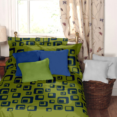 Home Ecstasy 140 TC Cotton Single Geometric Bedsheet(Pack of 1, Green) Home Ecstasy 140 TC Cotton Single Geometric Bedsheet(Pack of 1, Green)