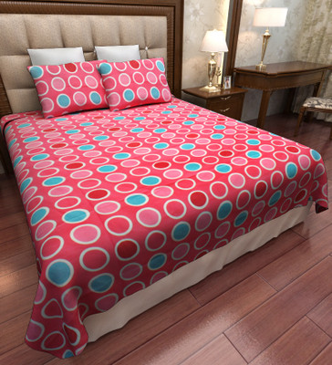 

Home Candy 144 TC Cotton Double Polka Bedsheet(Pack of 1, Pink)
