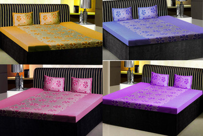 

India Furnish 120 TC Cotton Double Printed Bedsheet(Pack of 4, Multicolor)