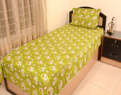 

Griiham 300 TC Cotton Single Cartoon Bedsheet(Green)