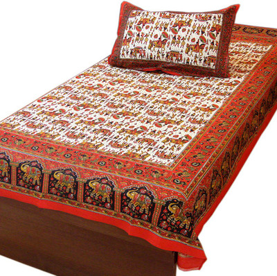 50% OFF on Little India 120 TC Cotton Single Floral Bedsheet(1 Bedsheet, 1 Pillow Cover, Multicolor)