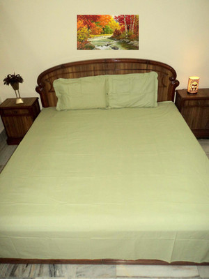 

Design Willa Cotton Double Plain Bedsheet(Pack of 1, Green)