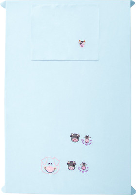 

Baby Rap 200 TC Cotton Crib Embroidered Bedsheet(Pack of 1, Blue)
