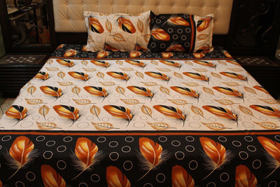

Divyaman 180 TC Cotton Double Floral Bedsheet(Pack of 1, Golden, Black, White), Black;golden;white