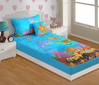 25% OFF on Swayam 400 TC Cotton Single Printed Bedsheet(1 Bedsheet, 1 Pillow Cover, Yellow, Brown, White)