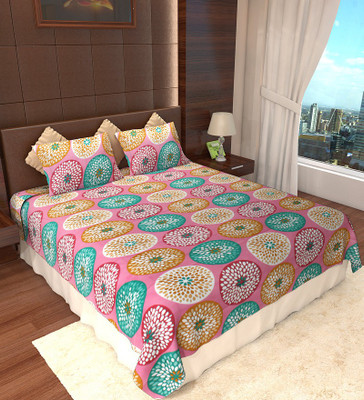 

Home Candy 144 TC Polycotton Double Geometric Bedsheet(Pack of 1, Multicolor)