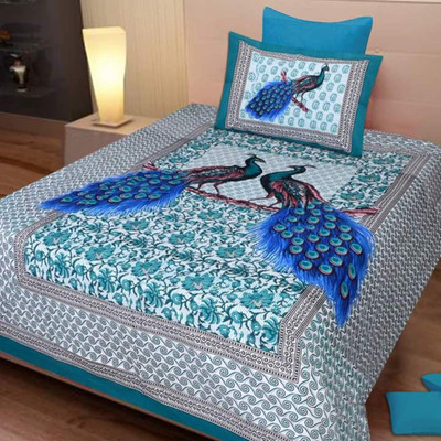

Lookandlike Cotton Single Printed Bedsheet(Pack of 1, Green)