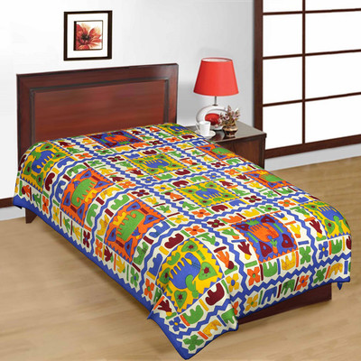 

Shreeng 210 TC Cotton Single Printed Bedsheet(Pack of 1, Multicolor)
