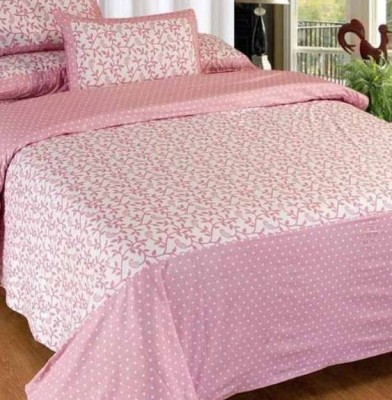 Divine Home Furnishing Cotton Double Floral Flat Bedsheet(Pack of 1, Pink)