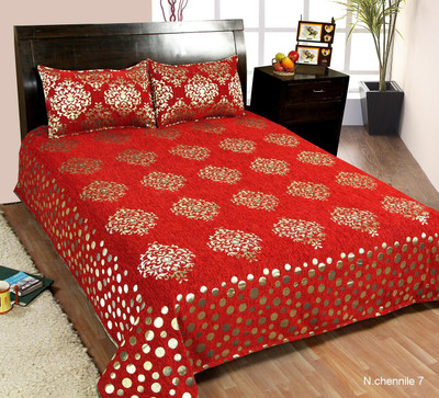 

Decorista 150 TC Velvet Double Floral Bedsheet(Pack of 1, Pink)