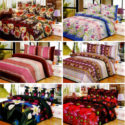 

Aarco Floral Polycotton Bedding Set(Multicolor, 6 Double Bed Bedsheets, 12 Matching Pillow Covers)