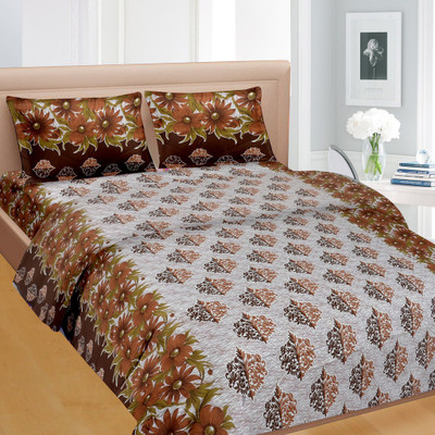 

Cortina 104 TC Cotton Double Floral Bedsheet(Pack of 1, Brown)