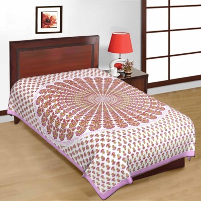 Shreeng 210 TC Cotton Single Printed Flat Bedsheet(Pack of 1, Purple)