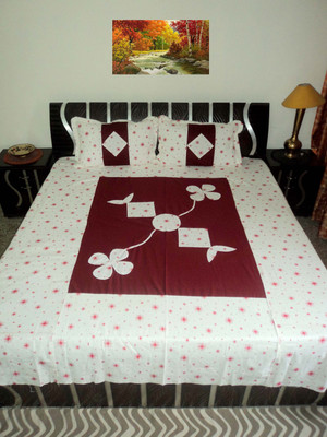 

Amita Home Furnishing Cotton Double Floral Bedsheet(Pack of 1, White)