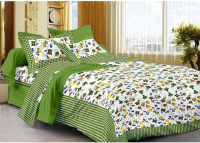 Unique Choice 120 TC Cotton Double 3D Printed Flat Bedsheet(Pack of 1, Multicolor)