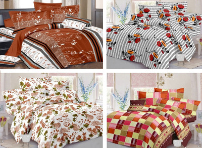 

India Furnish 110 TC Cotton Double Floral Bedsheet(Pack of 4, Multicolor)