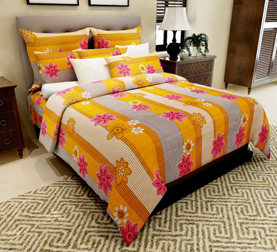 70% OFF on Home Candy 144 TC Cotton Double Floral Bedsheet(1 Double Bed Sheet, 2 Pillow Covers, Multicolor)
