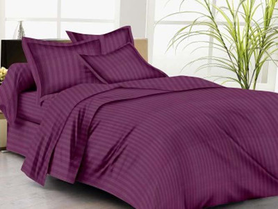 

Amita Home Furnishing Satin Double King Striped Bedsheet(Pack of 1, Purple)