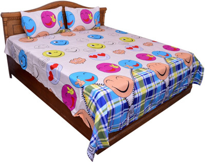 

V3ishop 300 TC Polycotton Double Cartoon Bedsheet(Pack of 1, Blue, White)