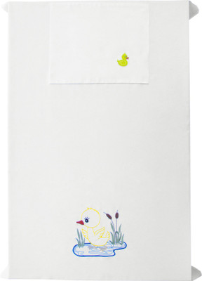 

Baby Rap 200 TC Cotton Crib Embroidered Bedsheet(Pack of 1, White)