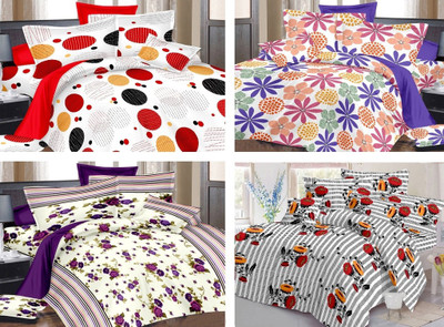 

India Furnish 110 TC Cotton Double Floral Bedsheet(Pack of 4, Multicolor)